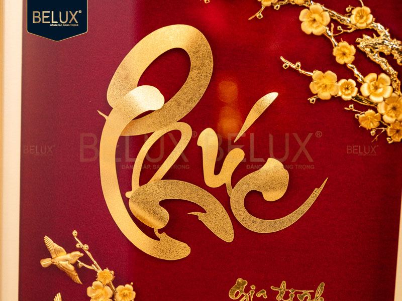 Tranh Chữ Phúc Thư Pháp Dát Vàng 24k- 40x30cm